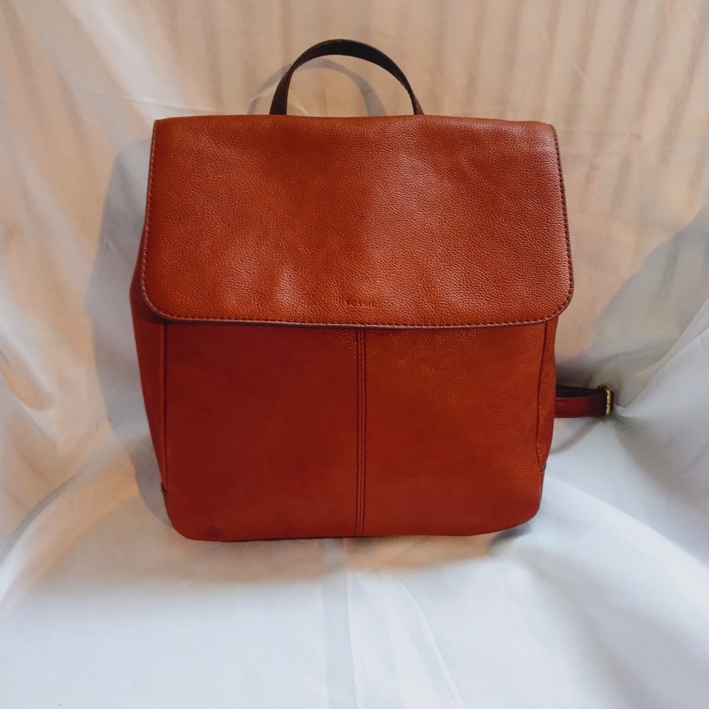 Fossil Brown Leather Backpack for Women